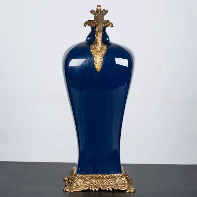 Phoenix Brass 3d Shape Inserted Porcelain Luminous Vase Art Home Decoration Vase