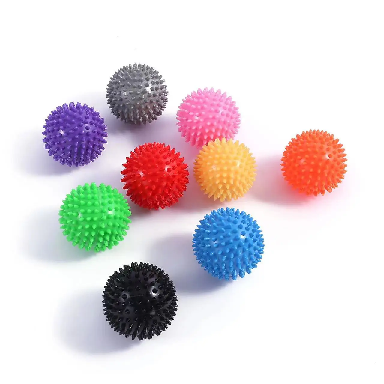 PVC 7.5cm Spiked Yoga Ball Sports Massage Ball Foot Massage Ball Spiny Grip Ball Gym Fascia Ball Relaxation Decompression Tool