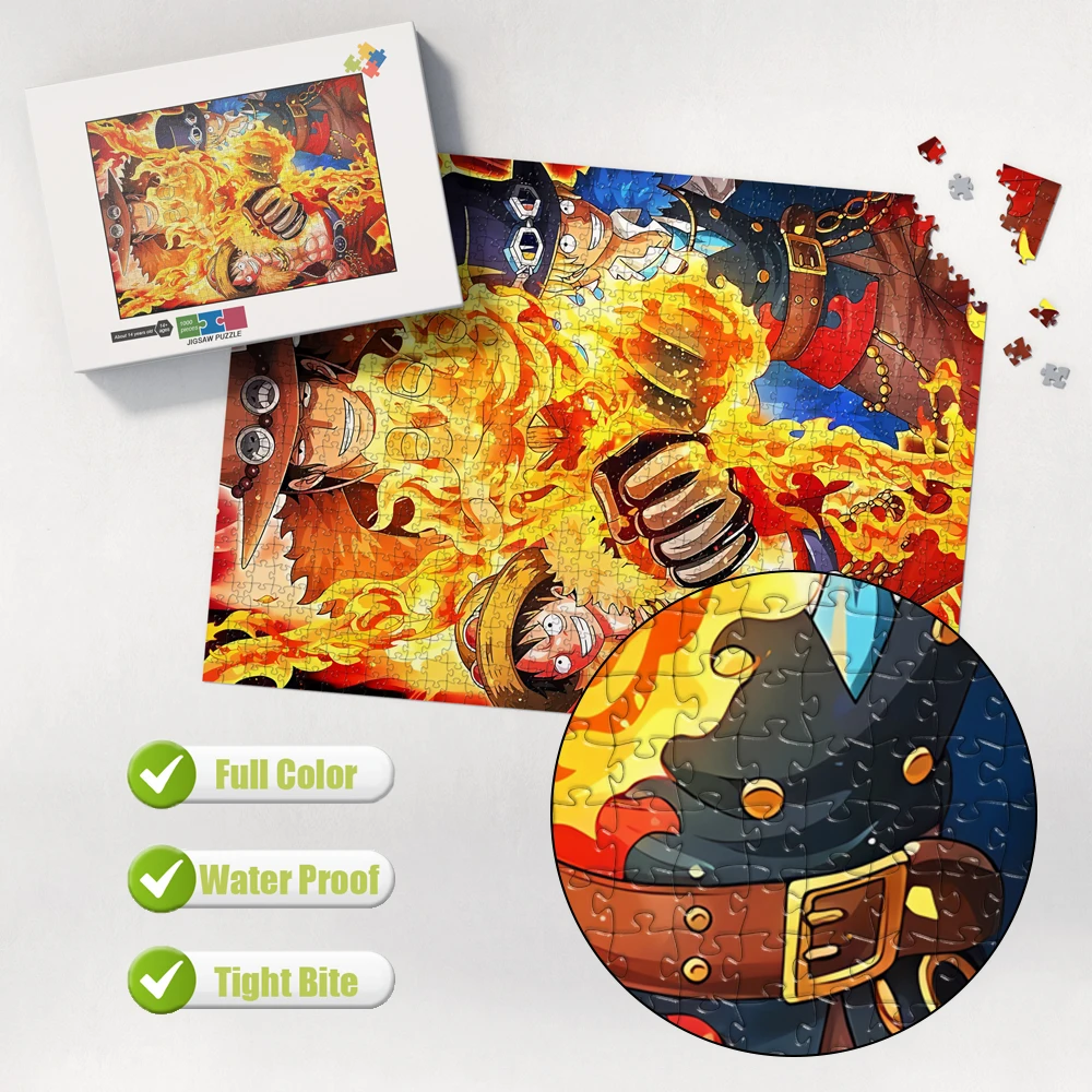 DIY Anime One Piece Jigsaw Puzzle Children/adult Montessori Educational Toy Jigsaw Puzzle with Box Cardboard/wooden Multi-Sizes