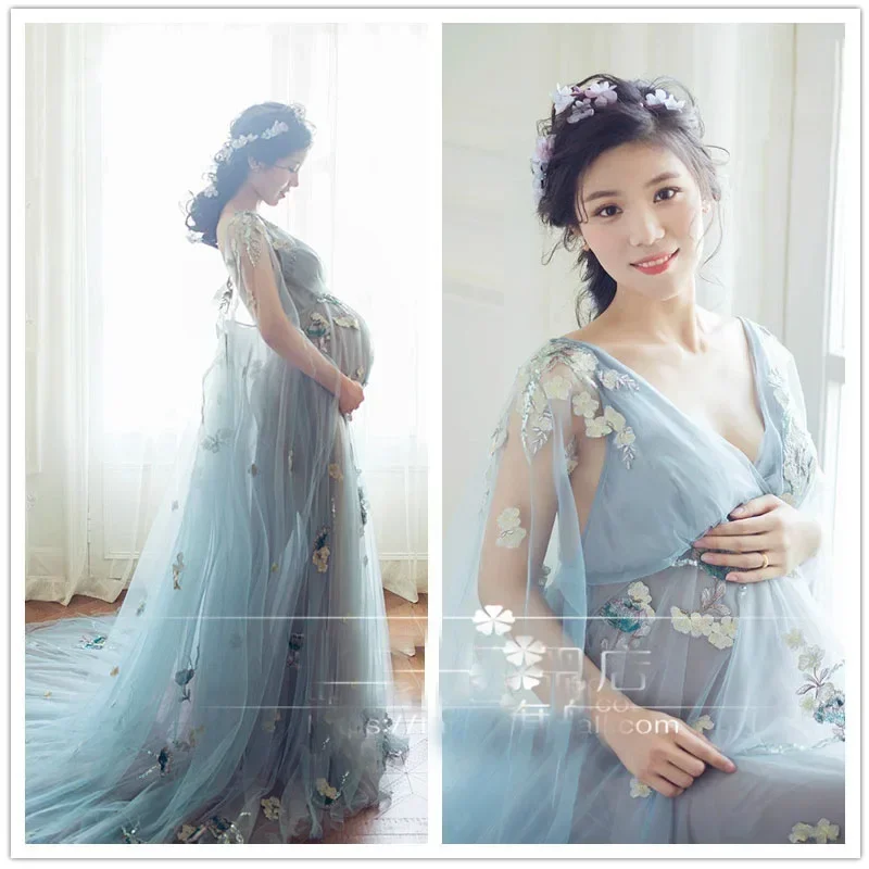 

Korean version the tail dress Maternity Photography Props Pregnancy Dress Photography maxi dress For Photo Shoot Pregnant Women