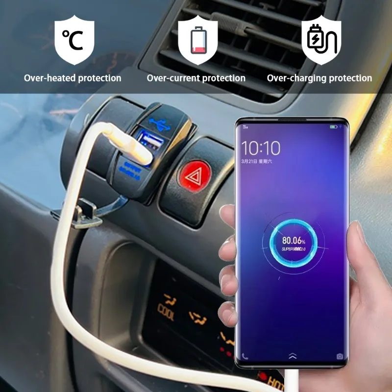 شاحن هاتف USB مزدوج المنفذ 3.1A سريع سريع الشحن على محول شاحن قارب شاحنة دراجة نارية آيفون XR 11 سامسونج