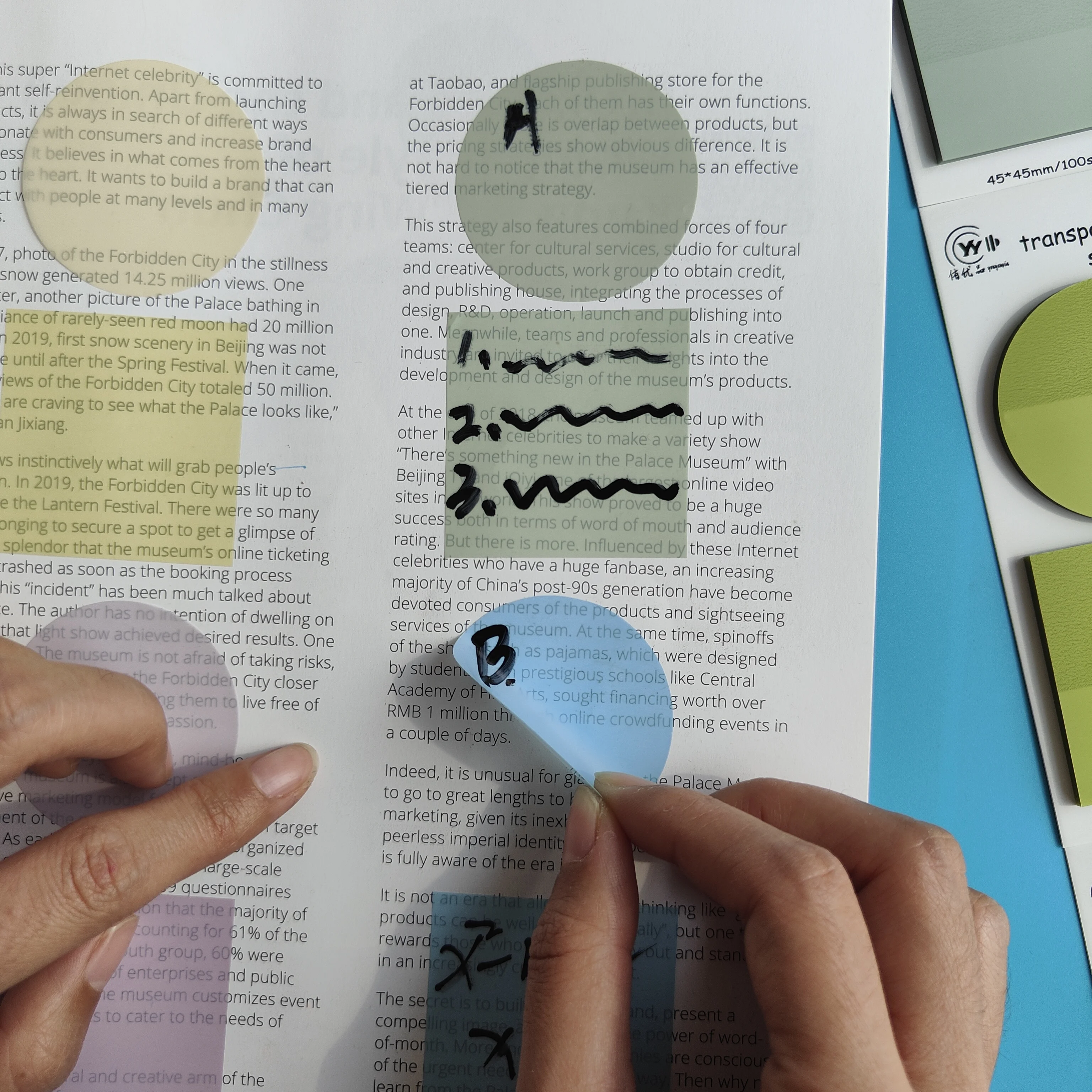 1200 Sheets Transparent Sticky Notes Self-Adhesive Annotation Books Notepad Bookmarks Memo Pad Index Tabs Stationery