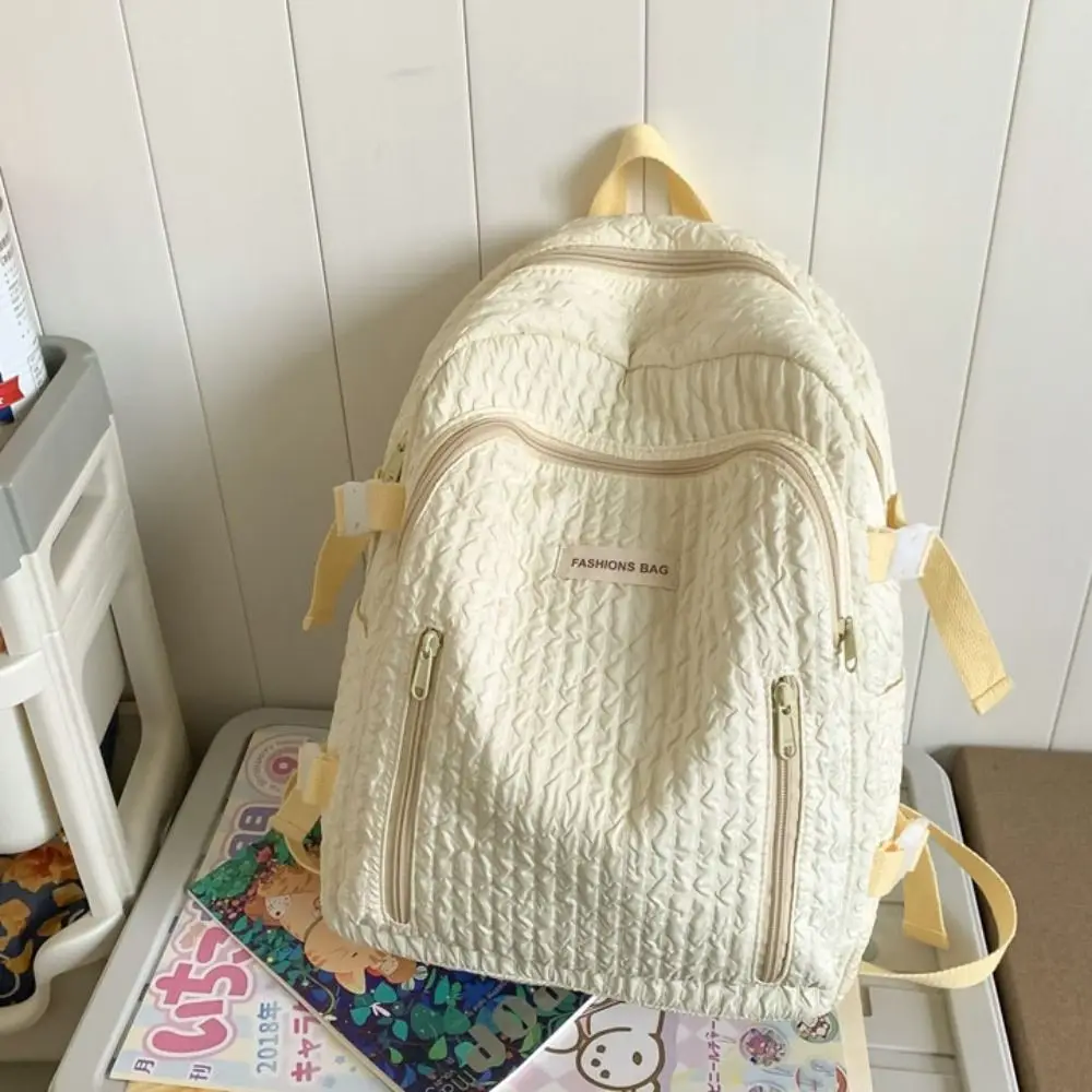 Portable Solid Color Students School Bag Candy Color Simple Large Capacity Backpack Waterproof Daypack College Backpack Travel