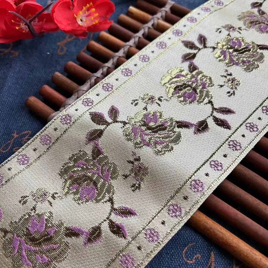 Nastro Jacquard intrecciato, Design classico di fiori, accessorio per tende e abbigliamento, LS-9903, larghezza 9cm, 5 yarde per lotto