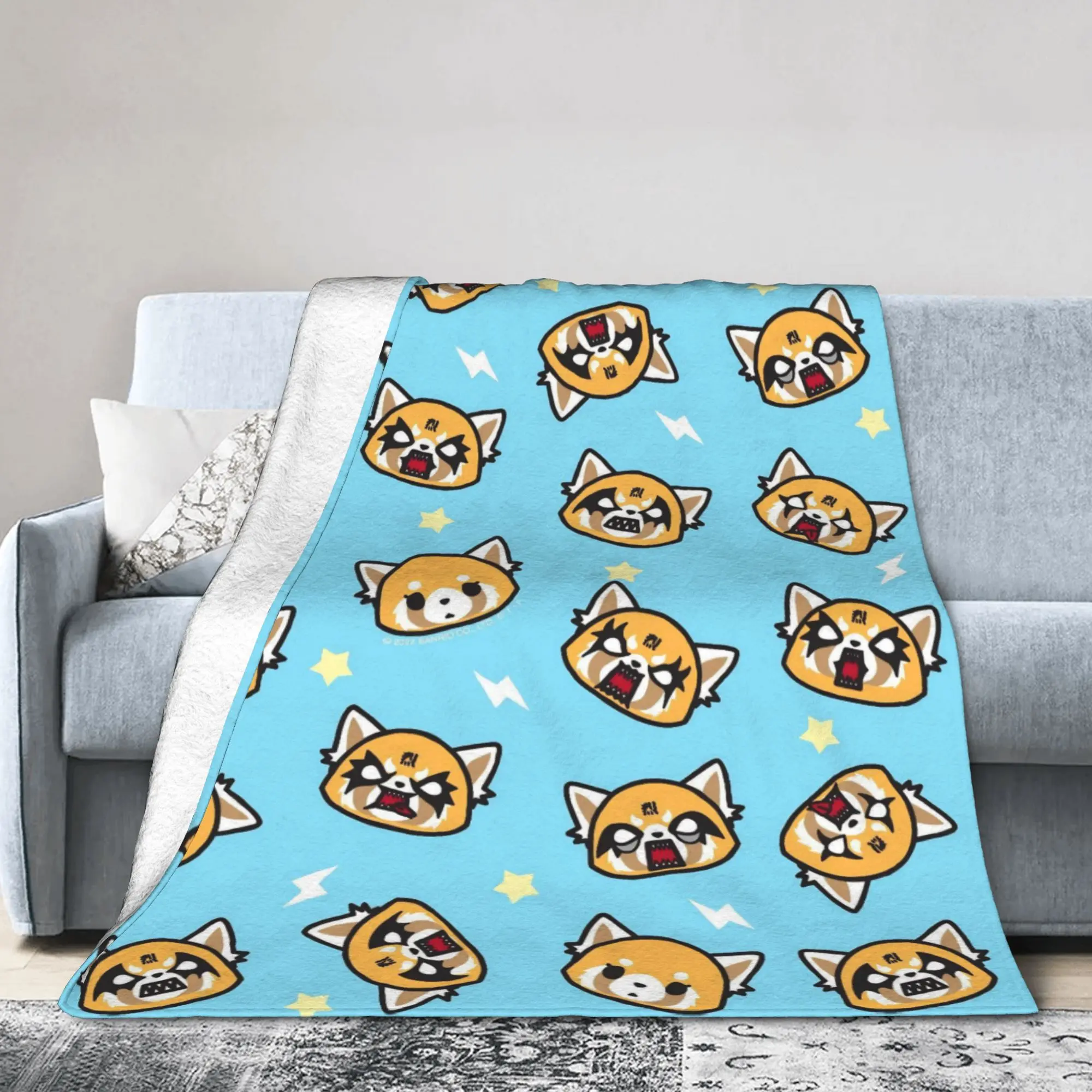 Aggretsuko Rage Knitted Blankets Retsuko Anime Fuzzy Throw Blanket Summer Air Conditioning Personalised Soft Warm Bedspread