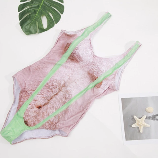 Hot Funny Borat Printed One Piece Swimsuit Women Sexy Chest Hair Bathing Suit Summer Swimwear Joke Bather NoveltyBeachwear AliExpress