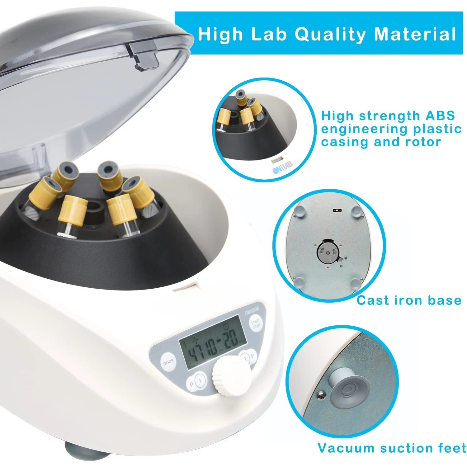 Lab PRP Benchtop Centrifuge 6x15mL/10mL/7mL/1.5-5ml, 300-5000rpm(Max. 2600xg RCF),LCD Digital Desktop Lab