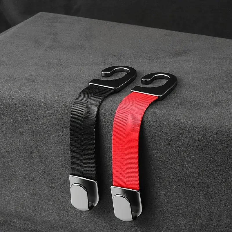 Car Headrest Hooks for Bags, Seat Back Organizer Hanger Clips, Polyester and Stainless Steel Car Interior Storage, 18.6 x 3.3