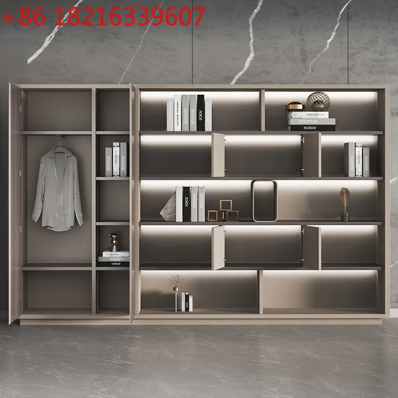 

Office document display cabinet Light luxury data file opening method Wooden bookcase