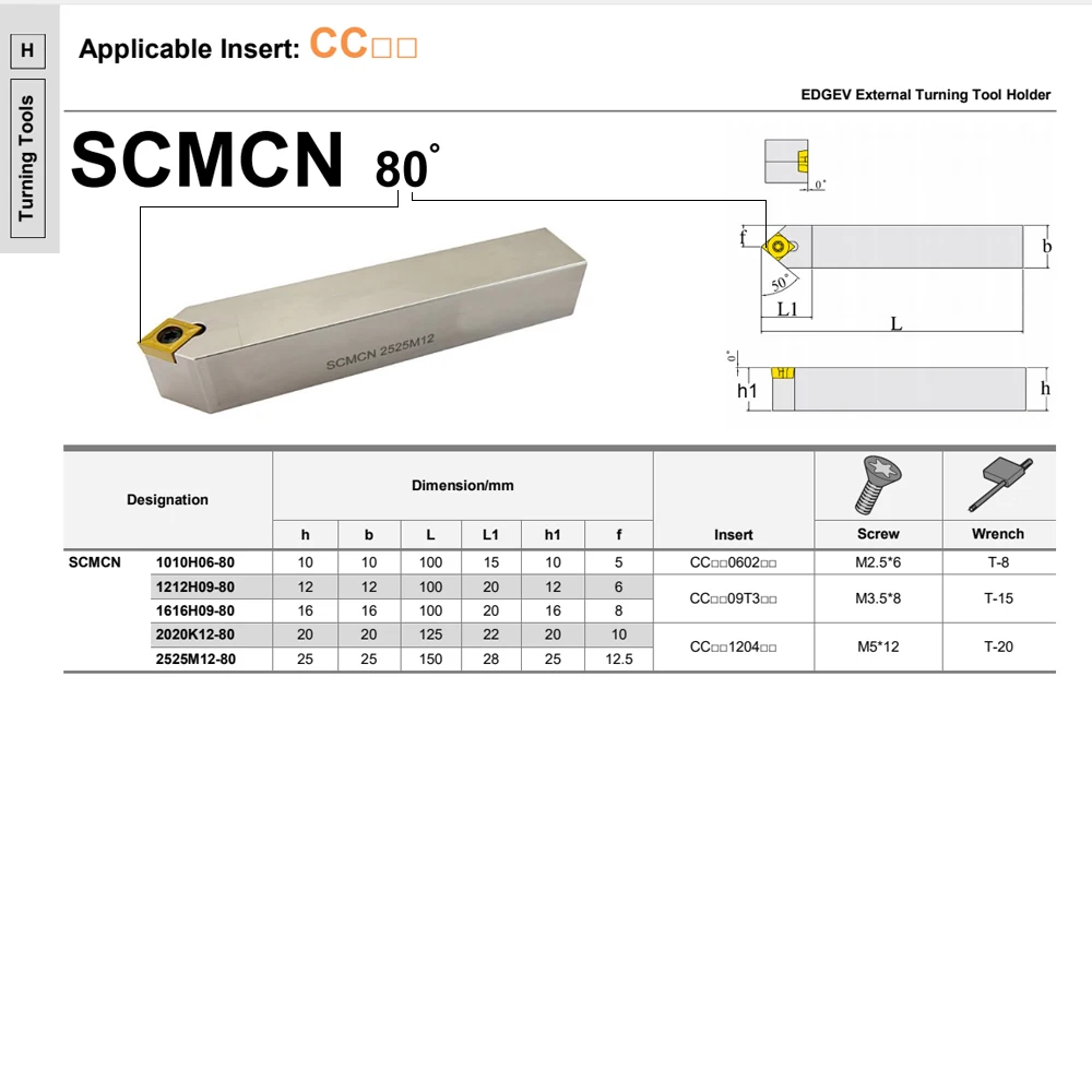 SCMCN1010H06 SCMCN1212H09 SCMCN1616H09 SCMCN2020K12 SCMCN2525M12 SCMCN фреза токарного станка держатель инструмента CCMT09T304 вставки