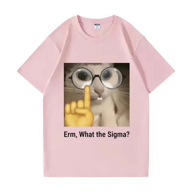 Erm, what Sigma? Letter Print T Shirt Funny Man T-shirt For Men Women Silly Cat Humor Printed Fashion Tops O-Neck Male Clothing