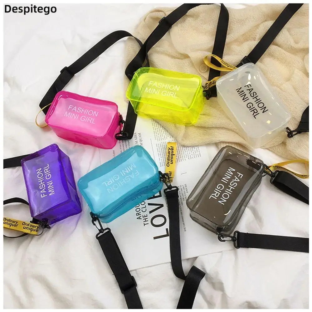 Fashion Women's Transparent Bag Transparent PVC Chic Small Handbag Messenger Bag Girls Single Shoulder Bag