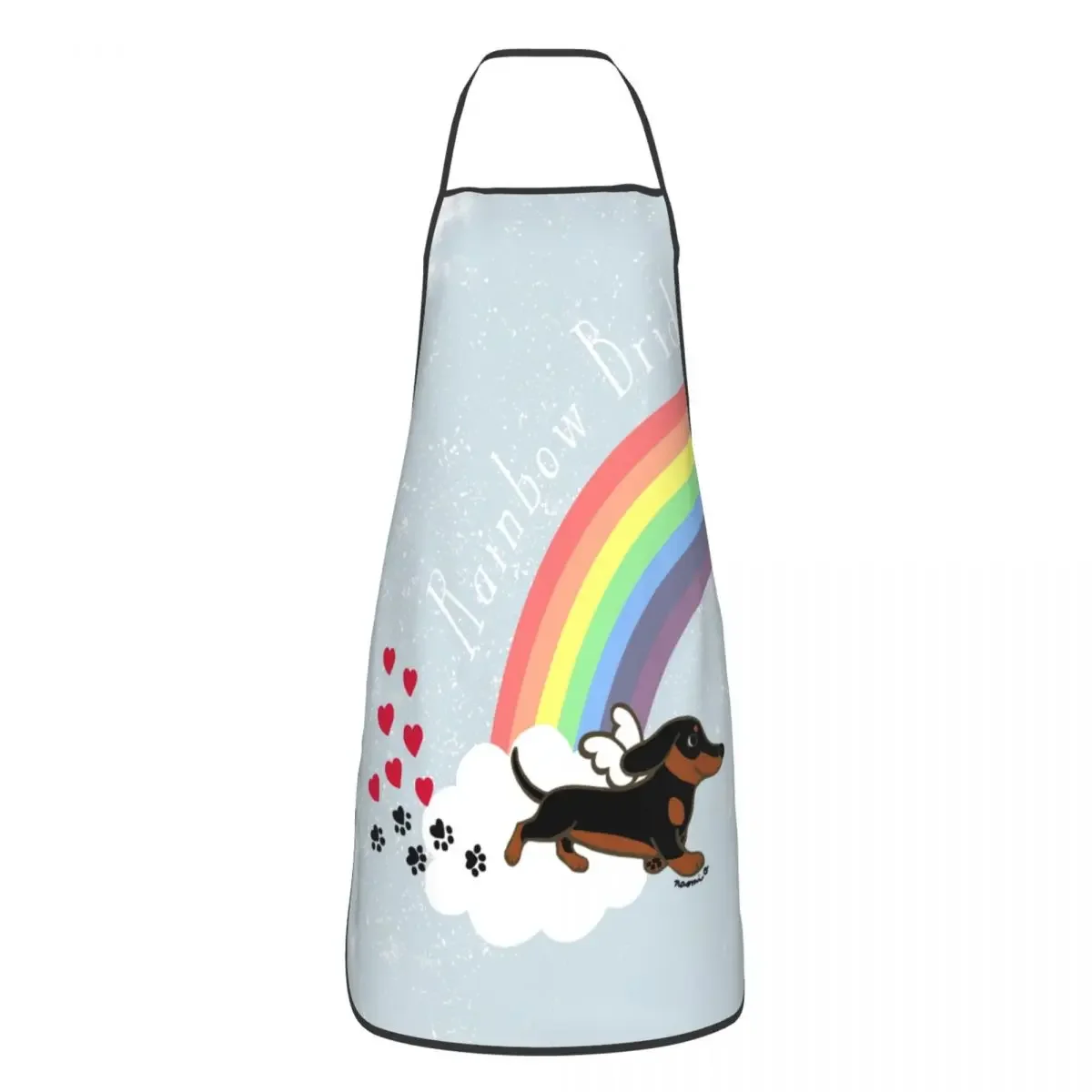 Custom Bib Rainbow Dachshund Aprons for Men Women Unisex Adult Chef Cooking Kitchen Cartoon Wiener Dog Tablier Cuisine Painting