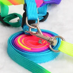 120cm Nylon Pet Harness Dog Rope Leash Collar Rainbow Dog Traction Rope Soft Walking Harness Lead Durable Safely Rope