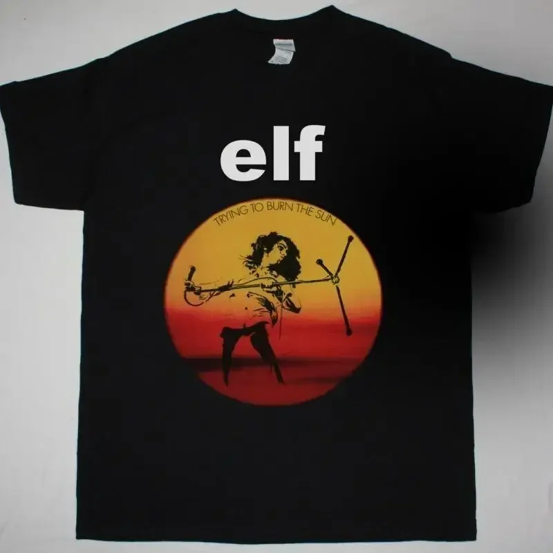 Vtg ELF TRYING TO BURN THE SUN Cotton Black All Size T Shirt BL165