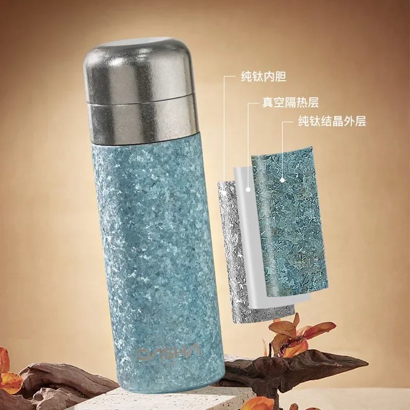 500ml Pure Titanium Thermos Cup With Tea Filter,Double Layer,Lightweight Vacuum Flasks,Portable Drinkware,Business Water Bottle