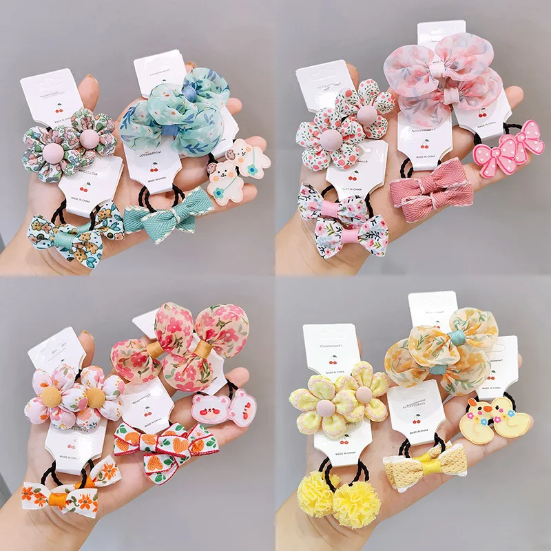 

Kids Girls Hair Ties Bows Elastic Rubber Band Hair Rope Gum Flower Small Plush Ball Scrunchies Children gift Hair Accessories