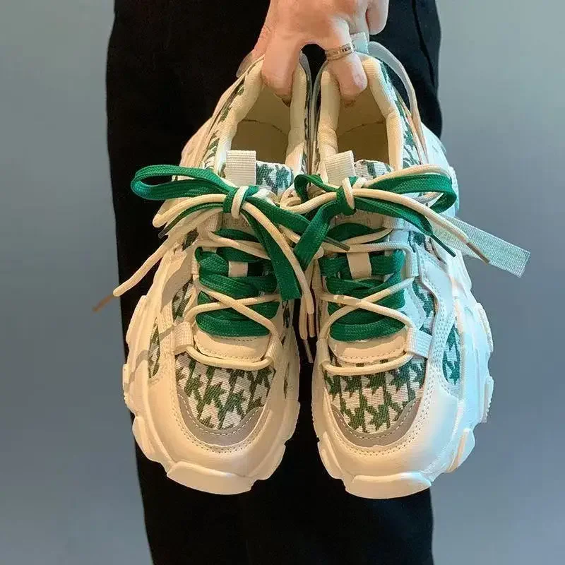 

Women Student Thick Sole Height Increasing Dad Shoes 2025 Spring New Arrival Casual Sports Running Sneakers Hot Selling