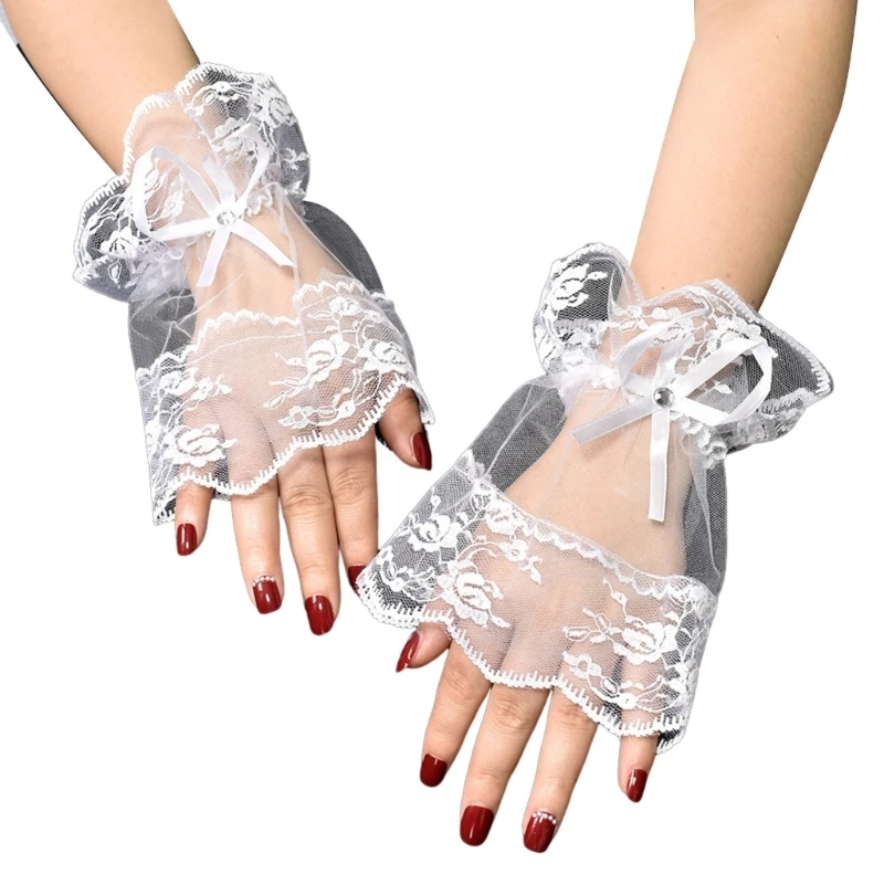 Decorated See-Through Wrist Cuffs Summer See-Through Skirt Removable Sleeves Flounces Wrist Sleeves for Woman Girls Dropship