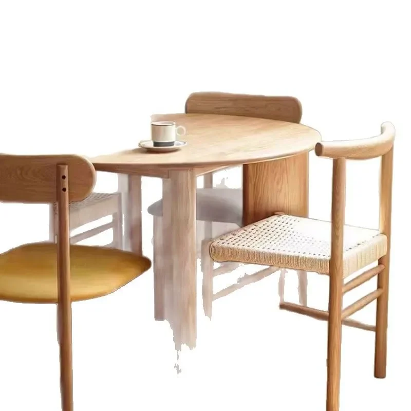 Nordic Solid Wood Round Dining Table Japanese Wabi Sabi Style Log Desk for Small Apartment Home Office Negotiation