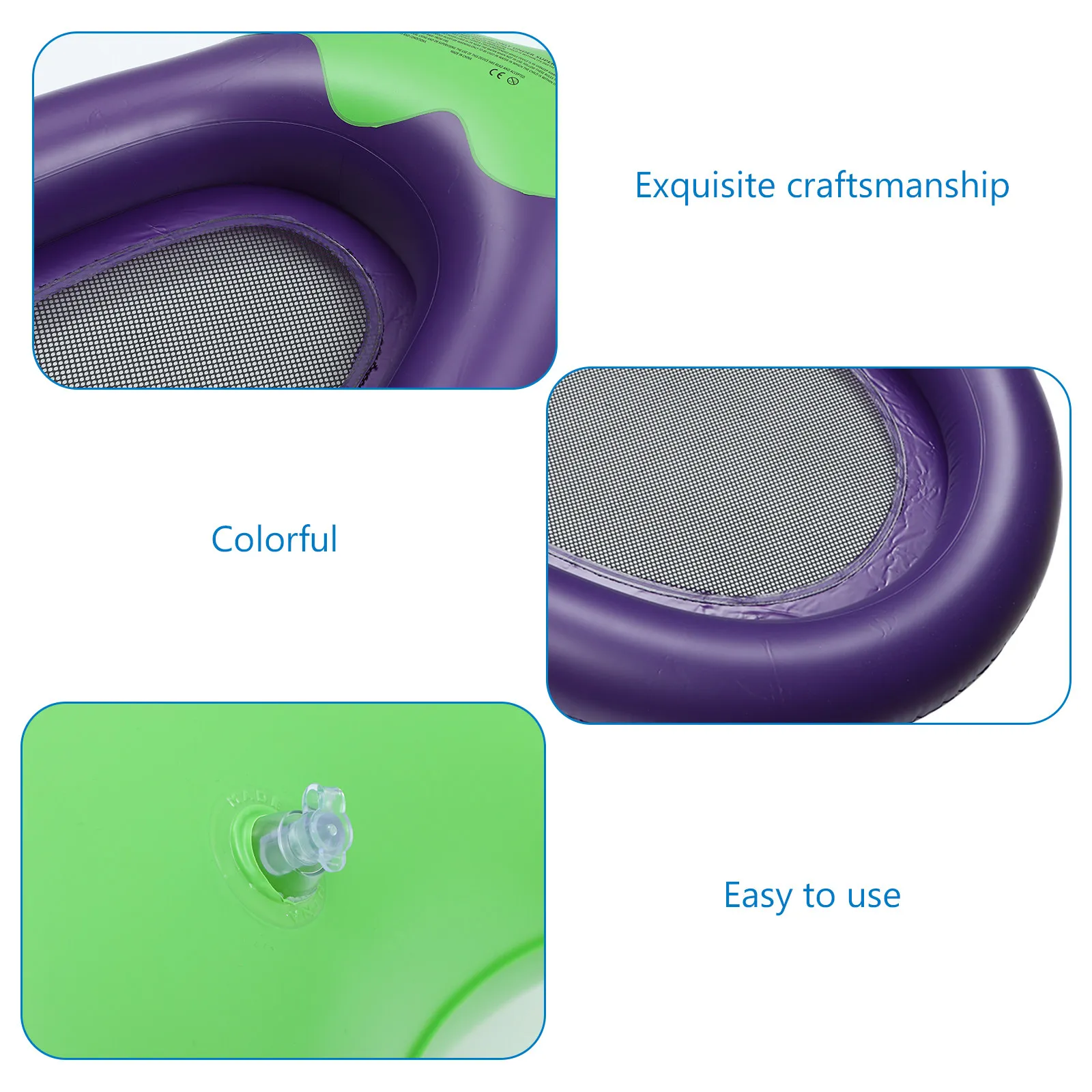 Auberginen-förmiges Aufblasbares Schwimmsofa in Leuchtenden Farben, Dickes PVC-Pool-Lounge-Sofa für Sommerpartys, Strandurlaub, Aufblasbare Schwimmliege