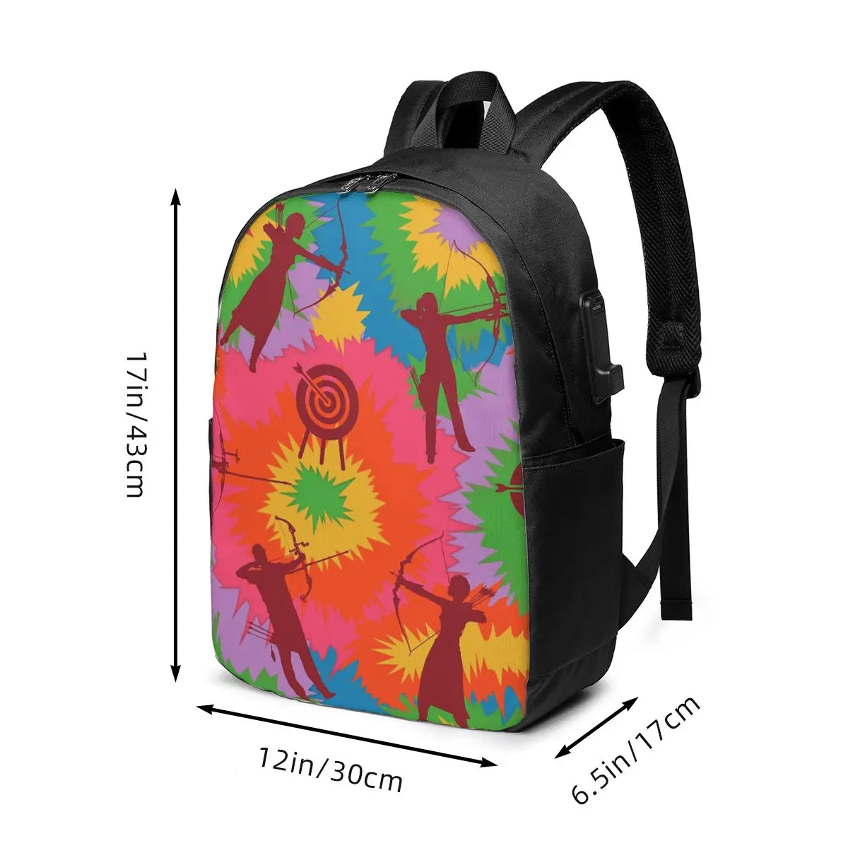 Archery Triangle Element Target Theme Backpack Travel Notebook Bag Computer College Student School Bag Laptop Shoulder Bags