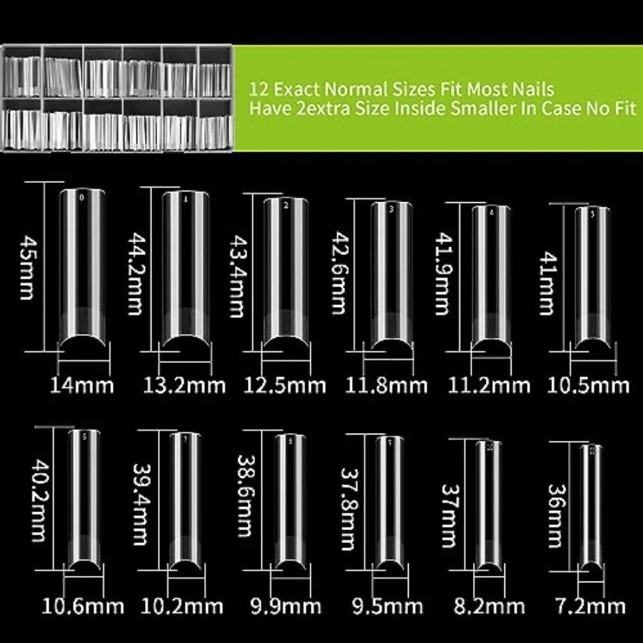 240 Pcs Square Extra Long No C Curve Nail Tips, XXL Tapered Square Half Matte Half Cover Press on Nail Tips Traceless for Acryl