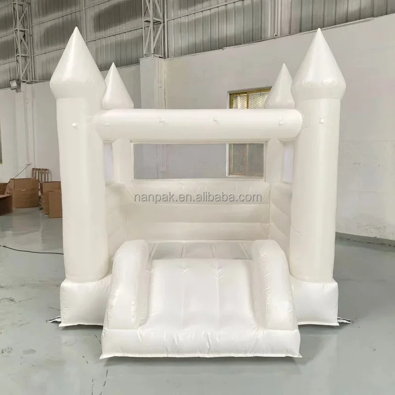Pastel Pink White Inflatable Bounce House Commercial Inflatable Bouncy Castle With Slide for Wedding Birthday Party Rental