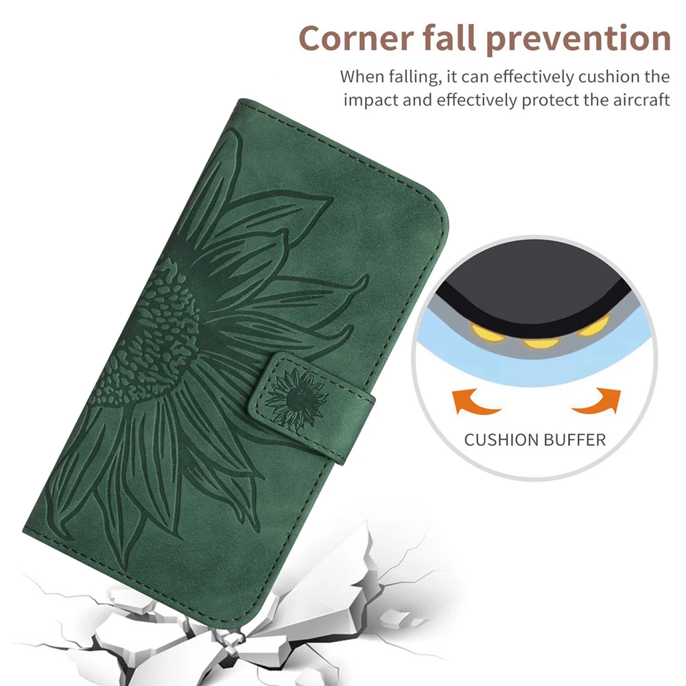 Funda iPhone 14 8 Brieftasche Flip Handyhülle für iPhone 14 13 12 11 15 Pro Max X XS XR 6 7 8 Hüllen Sonnenblumen Leder Rückseite Damen