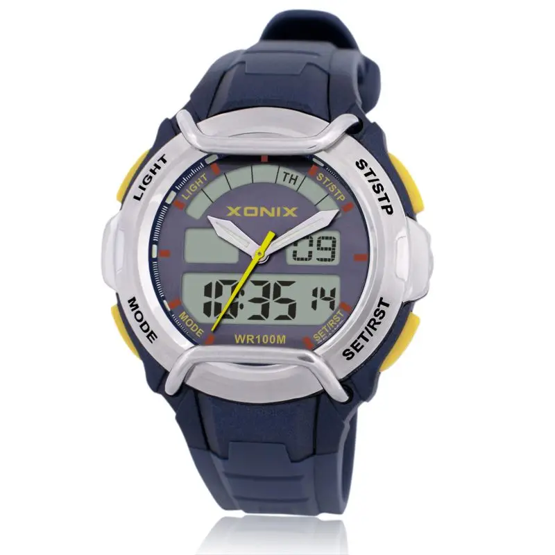 

XONIX Classics Мужские часы для плавания и дайвинга с цифровым ЖК-дисплеем Кварцевые спортивные часы на открытом воздухе Водонепроницаемые 100 м Relogio Masculino DG