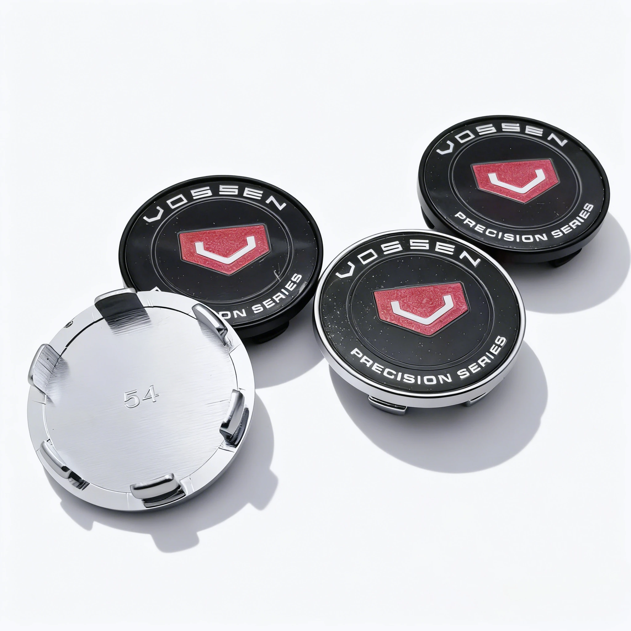 4 Stück Vossen Logo Emblem Abzeichen Auto Radnabenkappen Außendurchmesser 54 mm 49 mm Räder Nabe Staubkappe Felgen Radkappen Abdeckung Ersetzen Autozubehör
