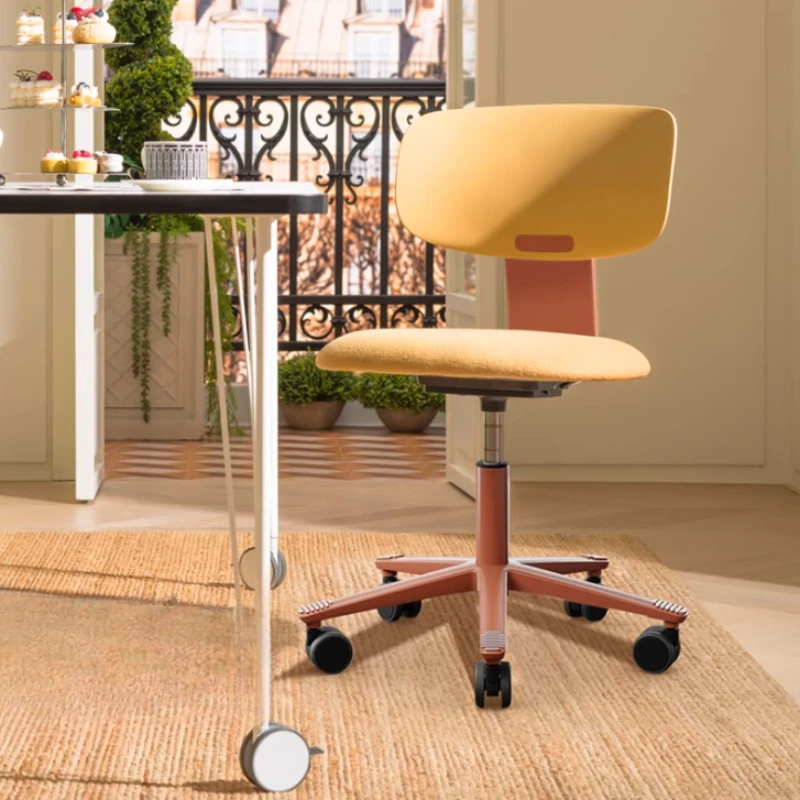 

Armrest Rolling Office Chair Yellow Wheels Nordic Executive Relaxing Chairs Portable Swivel Comfortable Silla Home Office