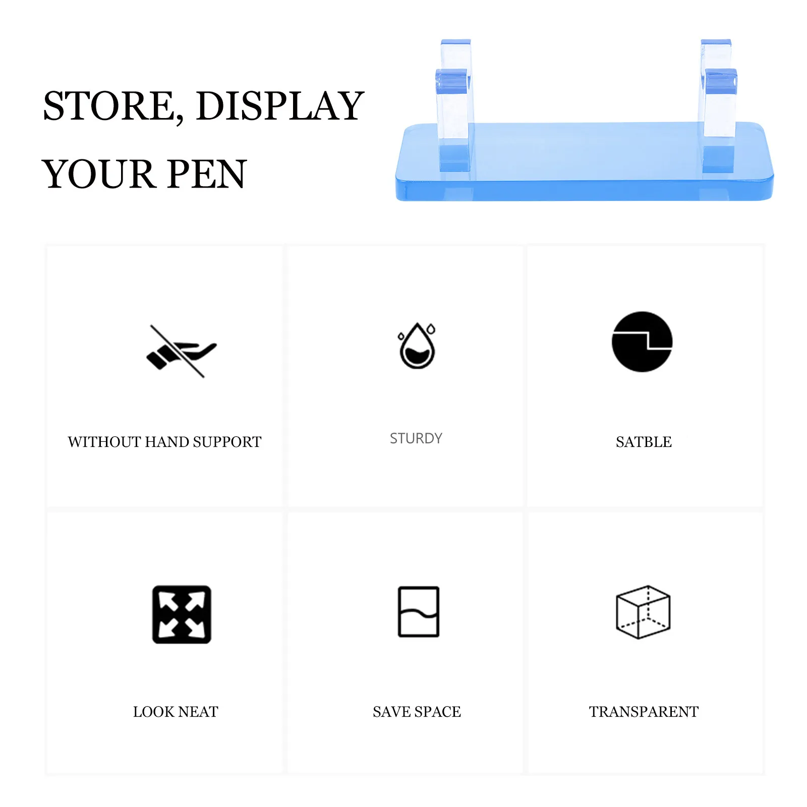 Acrylic Pen Holder Ballpoint Pen Fountain Stand Storage Display Rack Suitable for Office School Desk Organizer Nail Art Eyebrow