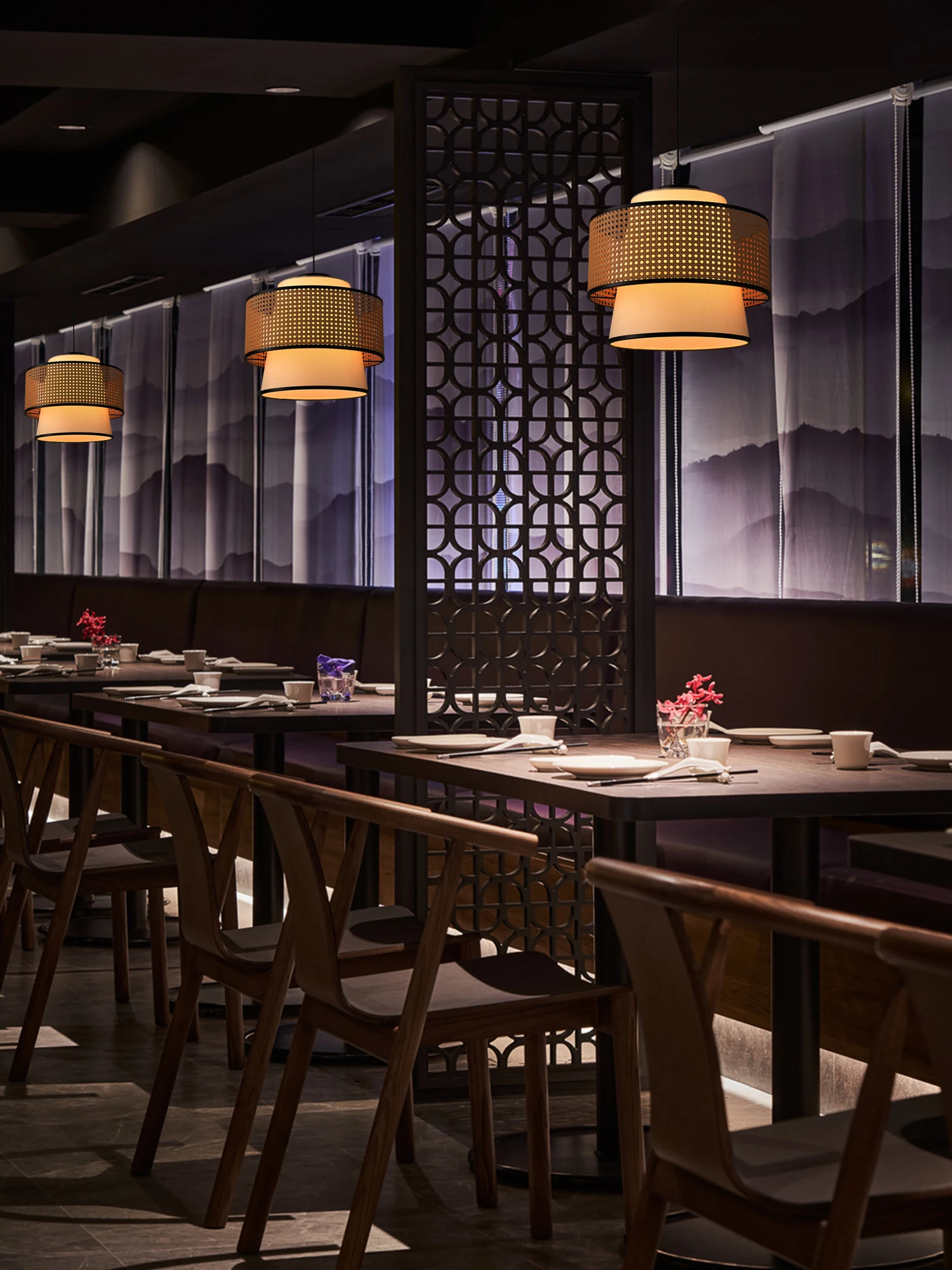 New Chinese style chandelier Wabi Sabi style homestay, tea room, restaurant, hot pot restaurant, Zen inspired fabric atmosphere,