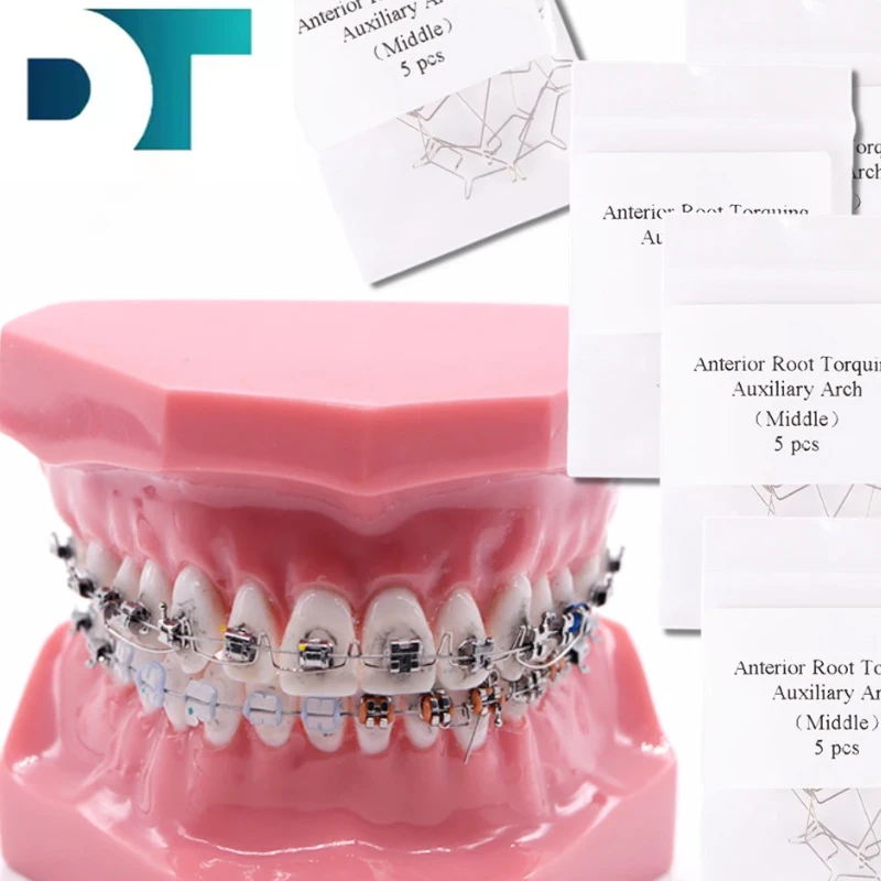 5pcs/Bag DENTASK Dental Orthodontic Anterior Root Torquing Auxiliary Arch Five-Bend Front Tooth Torque Spring Size S/M/L