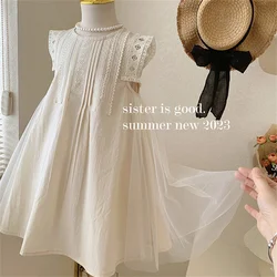 Sleeveless Lace Girls' Dress Summer Princess Skirt Camisole Skirt Puffy Skirt Mesh Skirt  xl01