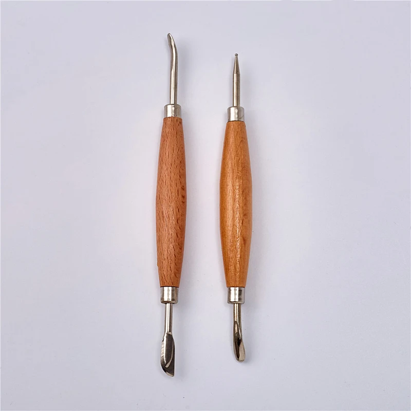 2pcs Leather Craft Tool Set Modeling Stylus Carving Tool Embossing Carving Blade Press Design Tool