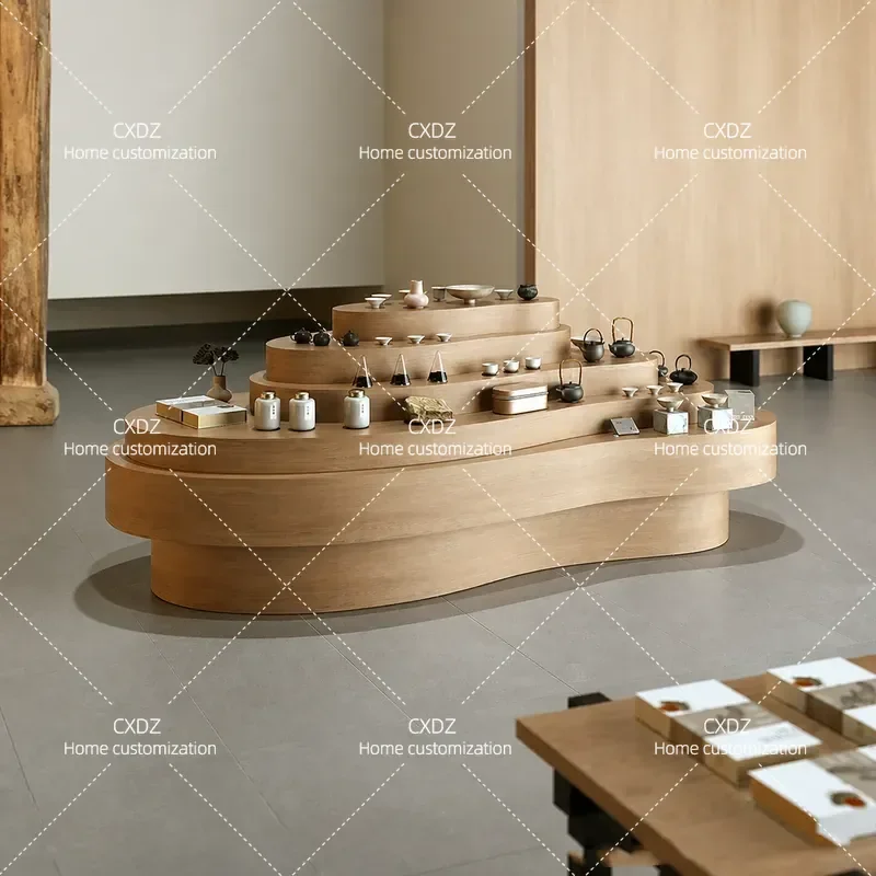 Multi-layer Nakajima Taiwan special-shaped tea room utensils display cabinet aromatherapy merchandise specialty tourism