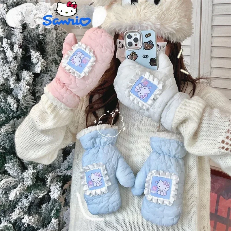 مرحبا كيتي سانريو قفازات دافئة Kawaii قفازات طالب الباردة واقية قفازات اليد الدافئة قفازات ركوب الدراجات الإكسسوارات الحرارية هدية الكريسماس #1