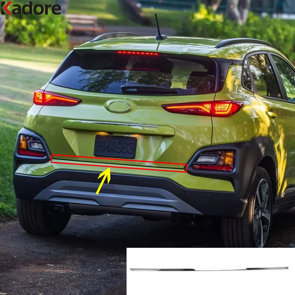 Für Hyundai Kona Encino Kauai SUV 2017-2020 2021 2022 Stahl Heckklappen-Abdeckung Zierleiste Heckklappenverkleidung Auto-Zubehör