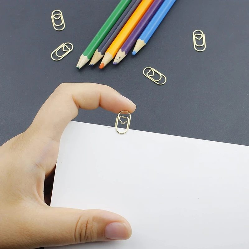 50 Piece Paper Clips Cute Love Heart Shaped Paper Clips Paper Clip Metal Bookmark Clips For Office School Desk Organizers