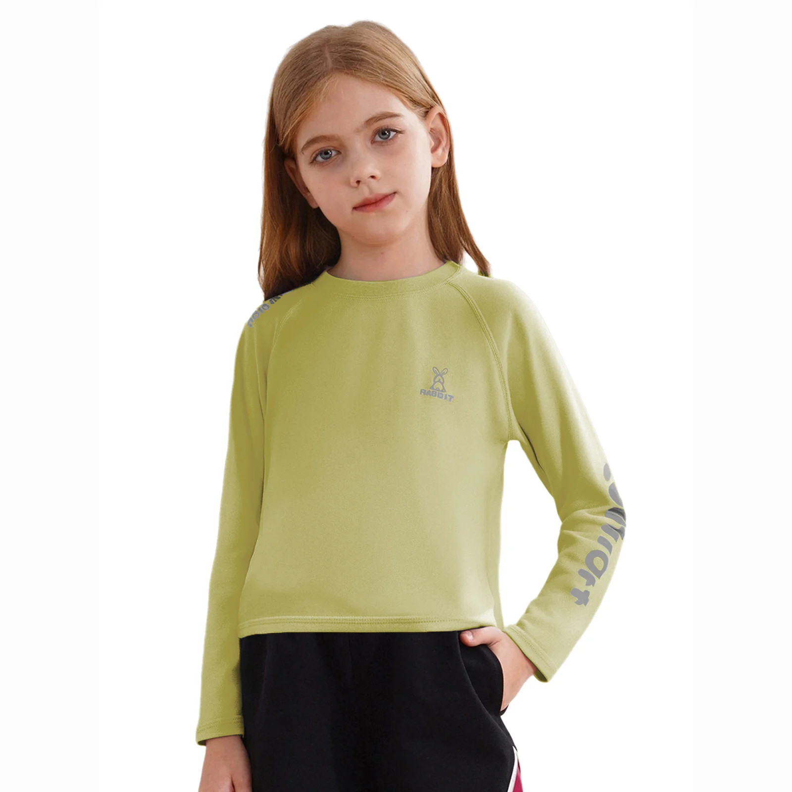 

Kids Moisture-Wicking Sports Top Boys Girls Long Sleeve Letter Print T-shirt for Children Hiking Camping Workout Outdoor Wear