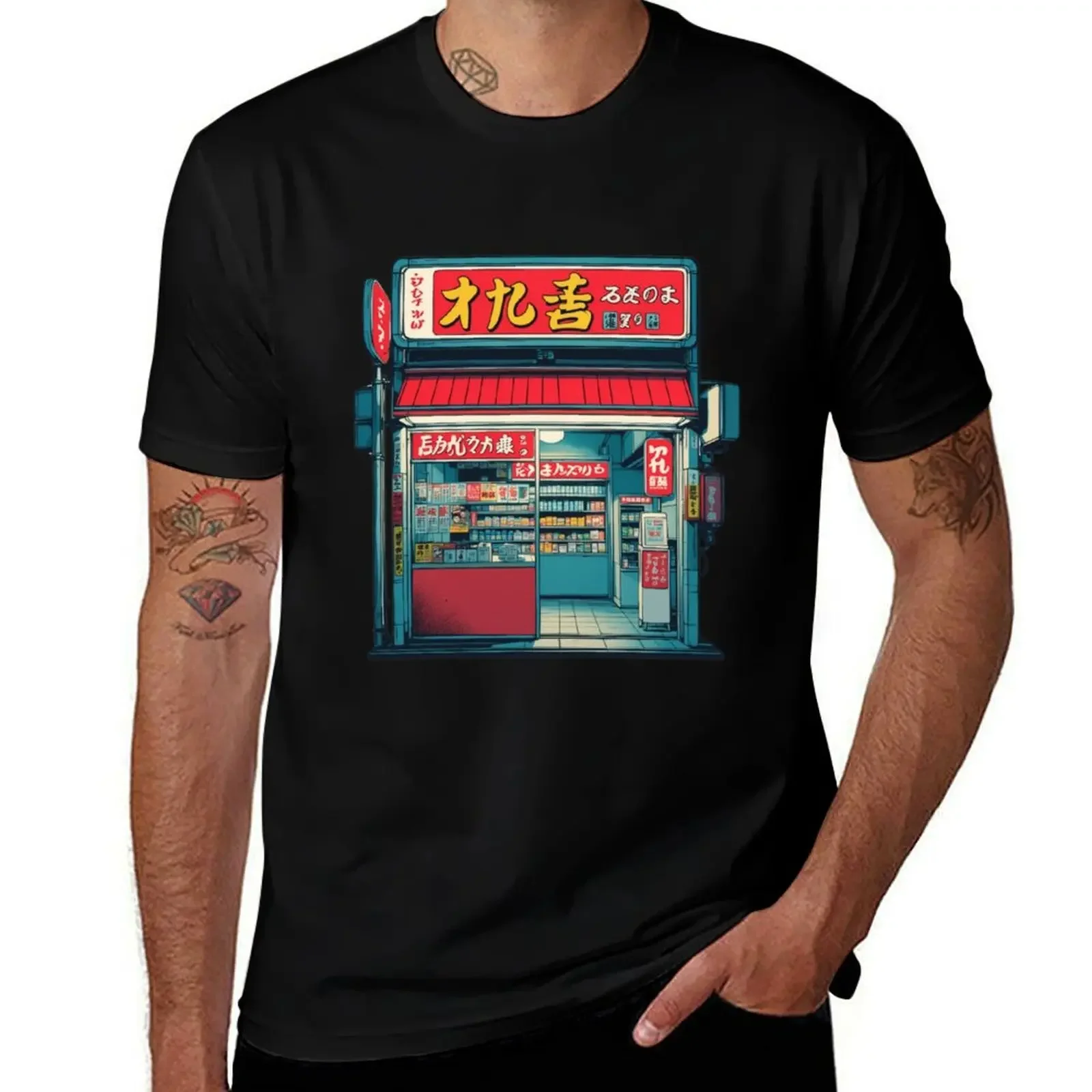 

Retro Japanese Storefront - Night Market Vibes T-Shirt topping sublime funny gifts funny shirt cotton Men's t-shirts