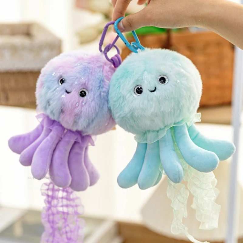 

Cartoon Jellyfish Pendant Ethereal Ocean Animal Colorful​​ Plush Toy Soft Stuffed Cute Bag Decor Plush Keychain for Girl Gift