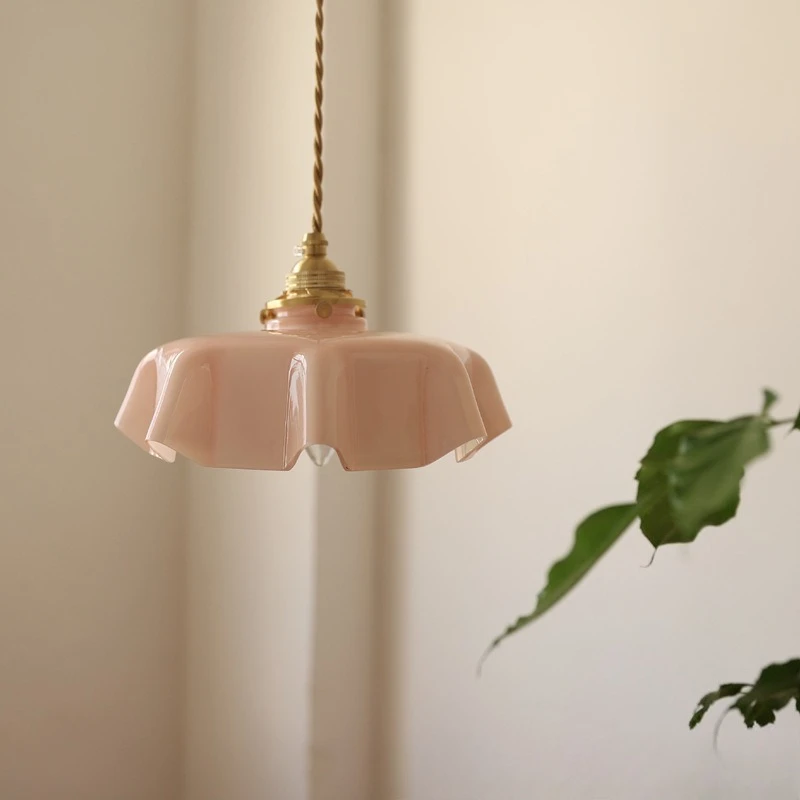 French Cream Style Flowers Glass Pendant Lights Dining Room Table Kitchen Bedroom Bedside Hang Lamp