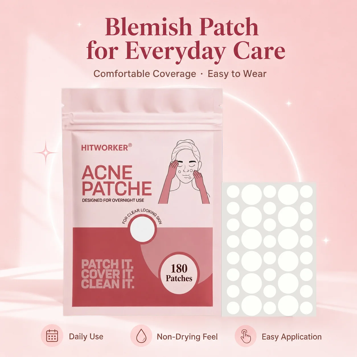180PCS Hydrocolloid Pimple Patch Acne Spot Cover Invisible Blemish Stickers Oil Absorbing Face Care