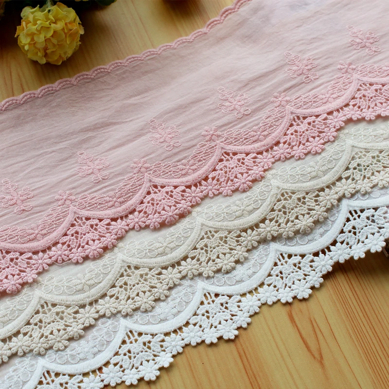 Cotton Embroidery Lace Trim for Women's Skirt, Clothing Accessory, DIY, Home Textile, Jewelry, Pink, Off White, Beige, New