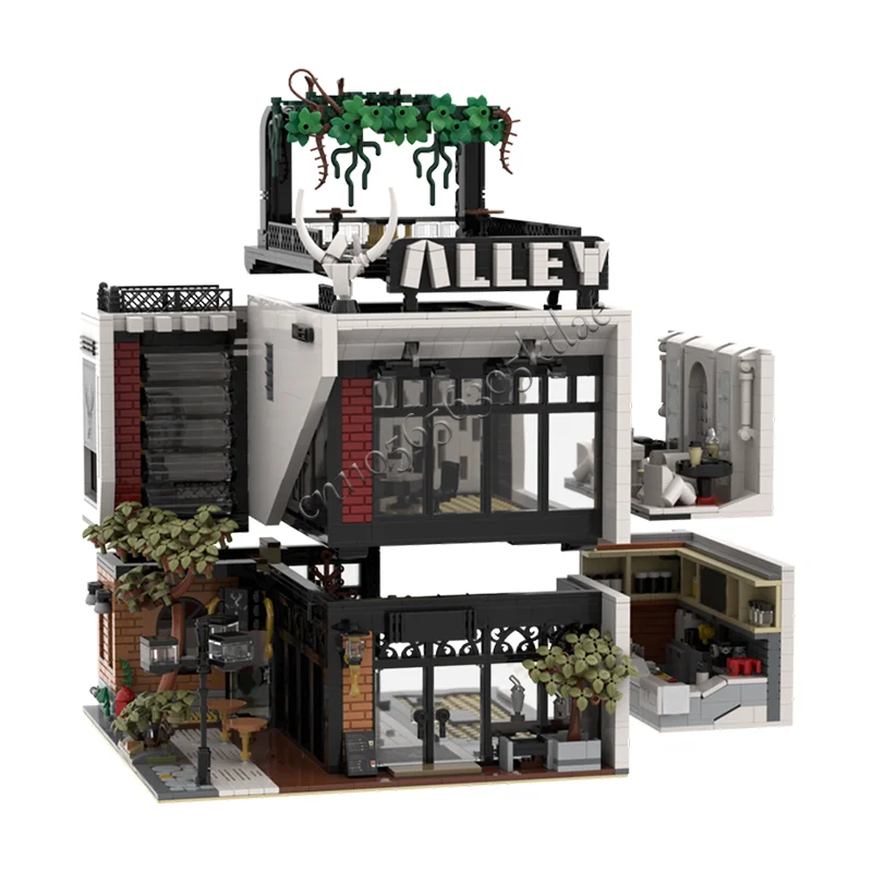 1955년 인기 판매 PCS 인기 거리 풍경 골목 모듈식 건축 어린이 DIY 모델 블록 장난감 생일 선물