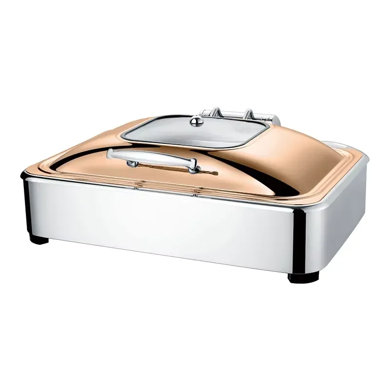 Rose Gold Buffet Wedding Chafing Dish Catering Gold Hotel Buffer Chafer Food Warmer Stainless Steel With Food Pan Fuel Holder