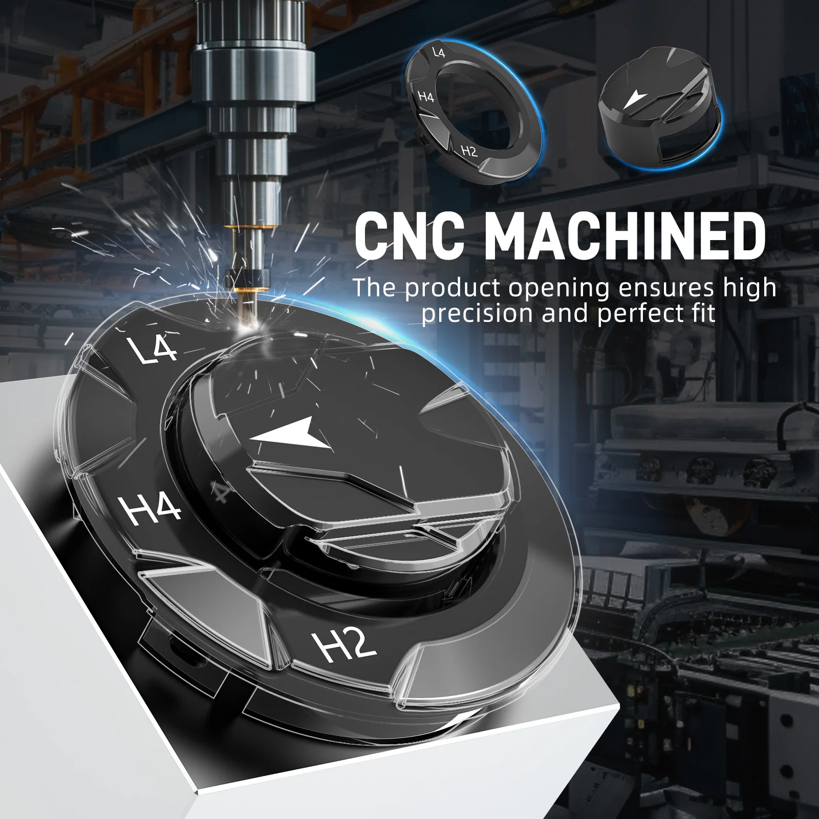 BEVINSEE حافظة نقل من الألومنيوم غطاء مقبض القرص والإطار لسيارة Toyota 4Runner 2014-2024، استبدل لـ 36360-35610